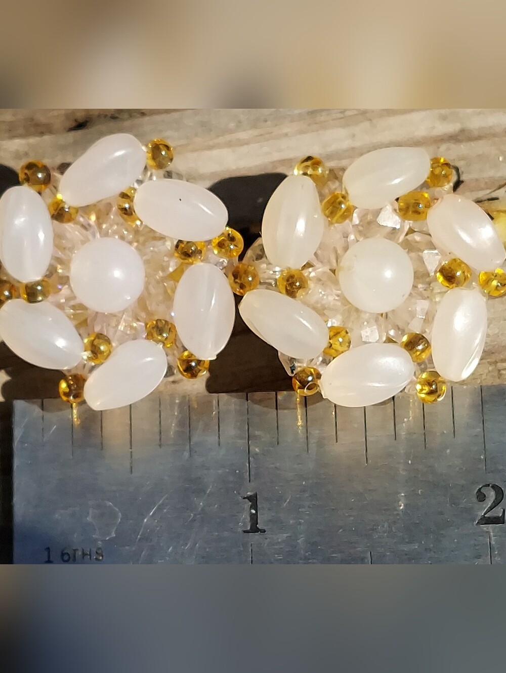 Vintage Germany Beaded Cluster Clip Earrings - Picture 2 of 3